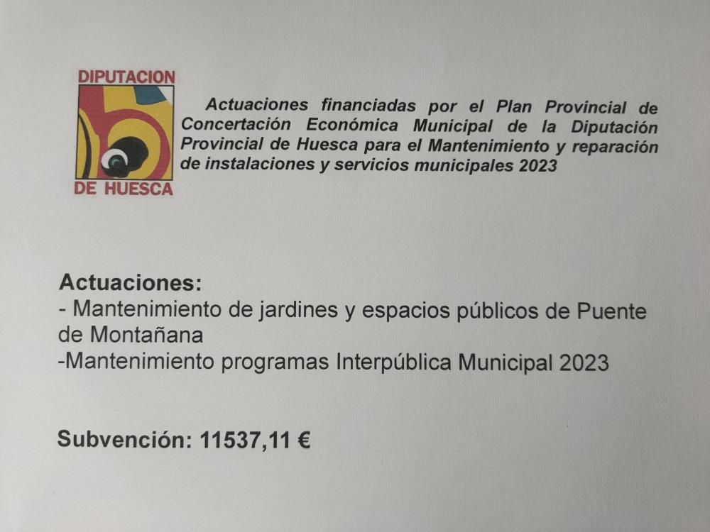 Imagen Actuaciones de mantenimiento y reparación de instalaciones y servicios públicos financiadas por la Diputación Provincial de Huesca