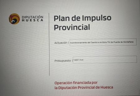 Acondicionamiento del Camino a la Mora obra financiada por la Diputación...